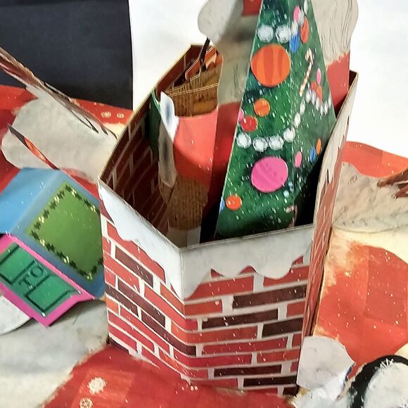 Vintage Hallmark Pop Up Christmas Card Santa Claus, Sleigh Chimney & Reindeer - Picture 5 of 16